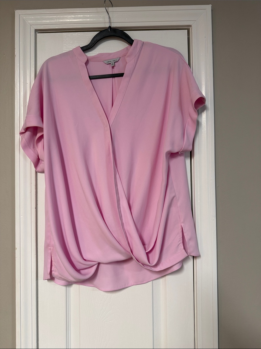 Naked Zebra Light Pink Draped Surplice Blouse